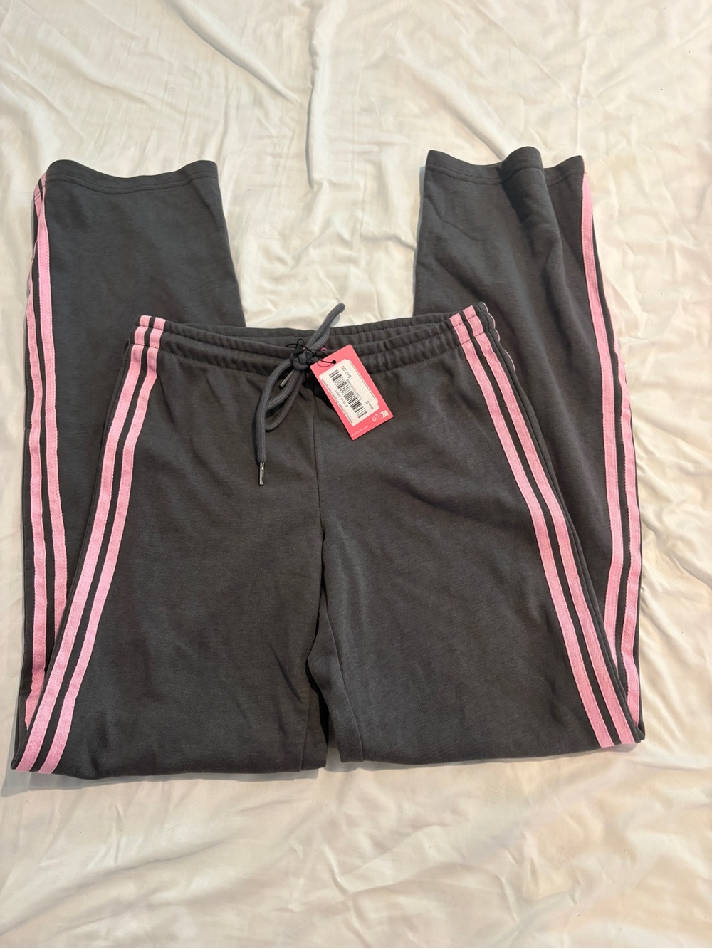 Edikted Charcoal Joggers with Pink Side Stripes